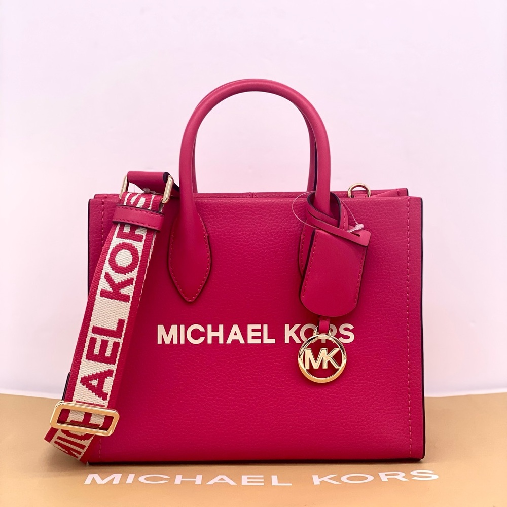 MICHAEL KORS Mirella Small Pebbled Leather
Crossbody Bag Tote Electric Pink - Picture 2 of 12